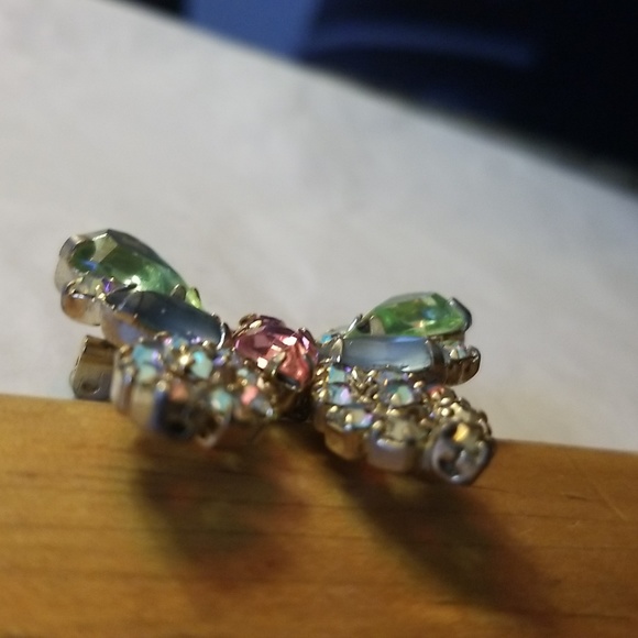 SOLD Multicolored Rhinestone Butterfly Pin - Picture 6 of 7